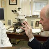 Congressman Keating talking to a doctor.